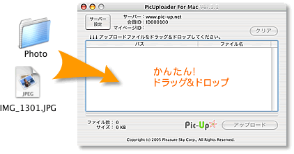 PicUploaderへドラッグ&ドロップ